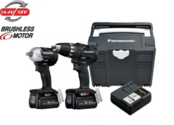 Muttertrekker og drill ikoffert med batterier og lader